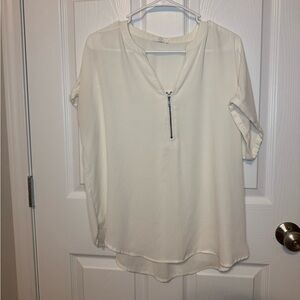 Maurices Cream Sheer Blouse with Zipper